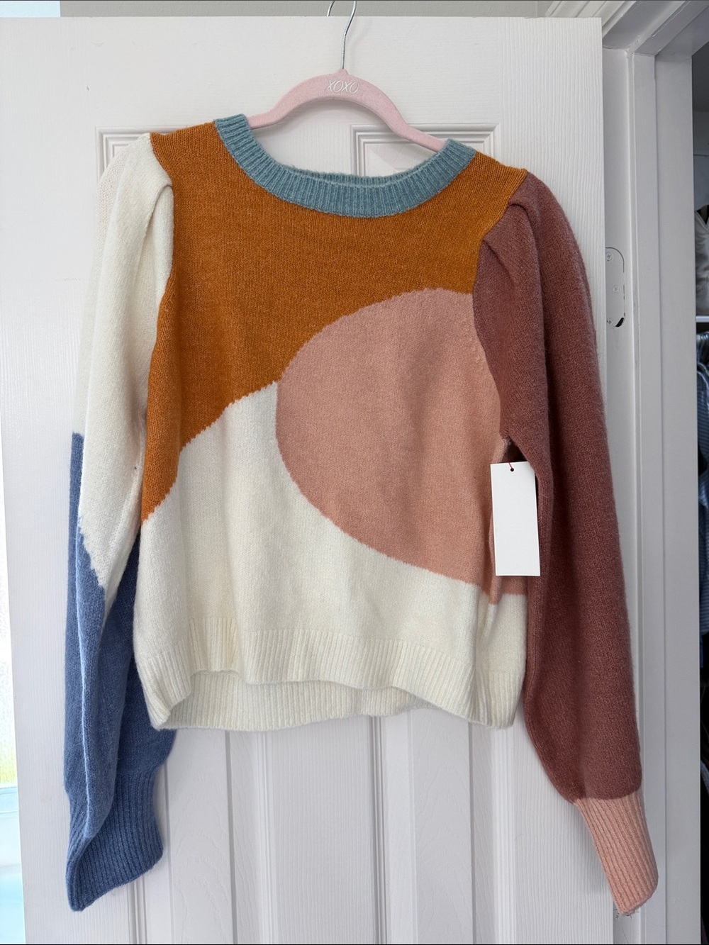 Able Colorblock Crewneck Sweater - Cream, Rust, Dusty Pink, Blue